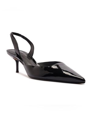 SCHUTZ Paola Mid Slingback Pumps Black Patent Leather Pointed Toe Size 6.5 NIB
